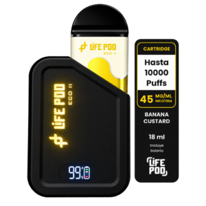 Kit Life Pod Eco II Banana Custard 10000 Puffs (5 Unidades)