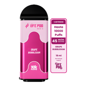 Life Pod Eco II Cartucho Grape Bubblegum 10000 Puffs (5 Unidades)