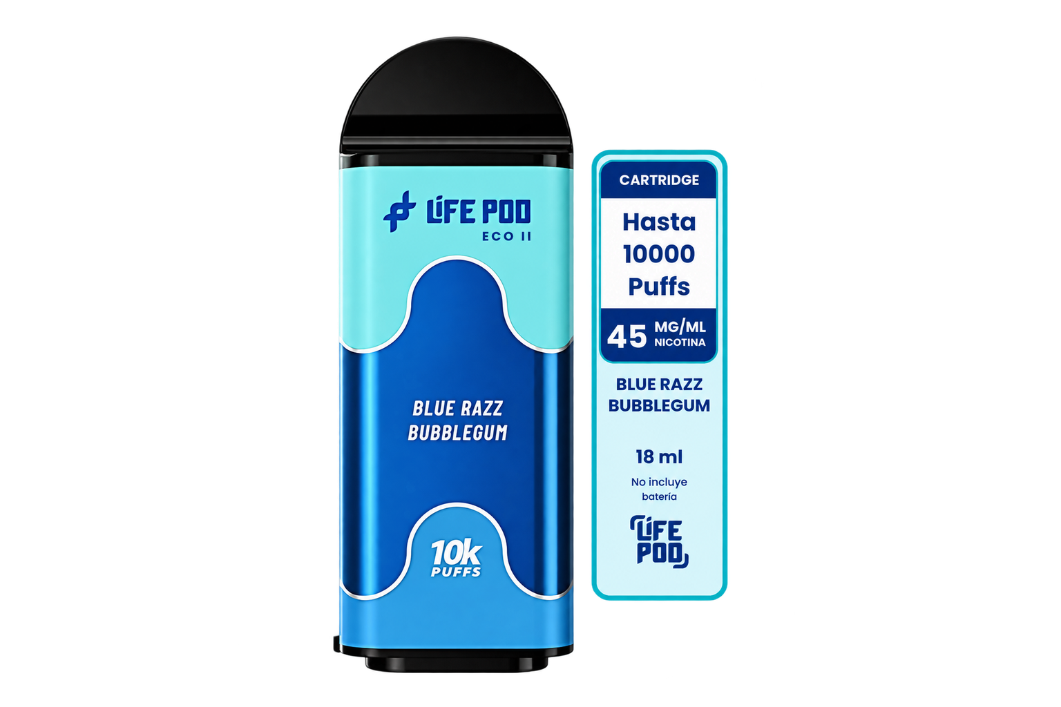 Life Pod Eco II Cartucho Blue Razz Bubblegum 10000 Puffs (5 Unidades)
