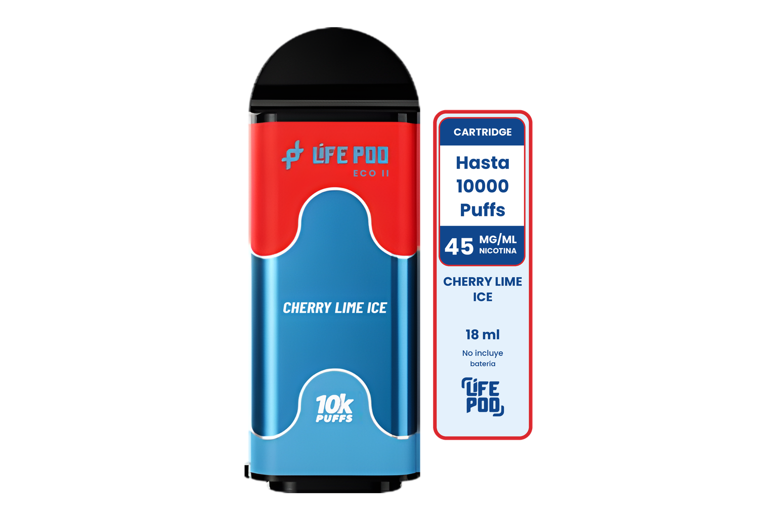Life Pod Eco II Cartucho Cherry Lime Ice 10000 Puffs (5 Unidades)