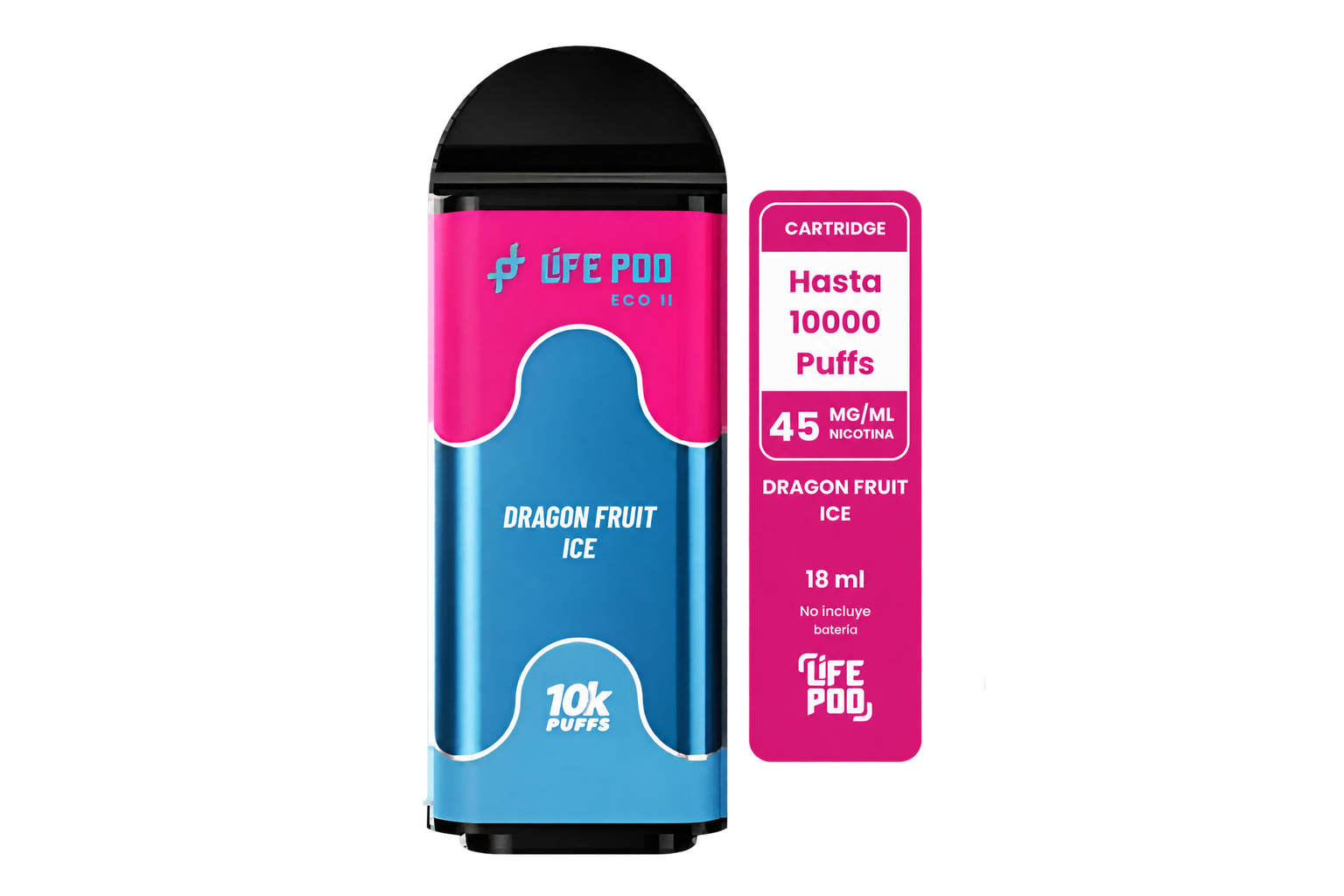 Life Pod Eco II Cartucho Dragon Fruit Ice 10000 Puffs (5 Unidades)