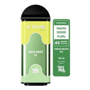 Life Pod Eco II Cartucho Green Grape Ice 10000 Puffs (5 Unidades)