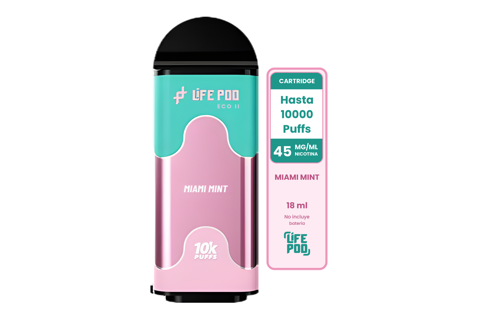 Life Pod Eco II Cartucho Miami Mint 10000 Puffs (5 Unidades)