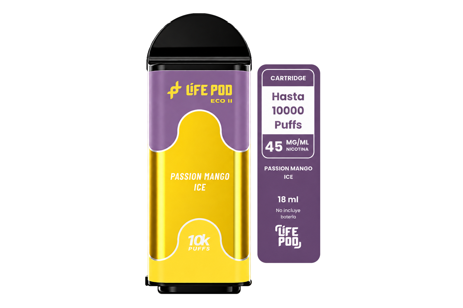 Life Pod Eco II Cartucho Passion Mango Ice 10000 Puffs (5 Unidades)