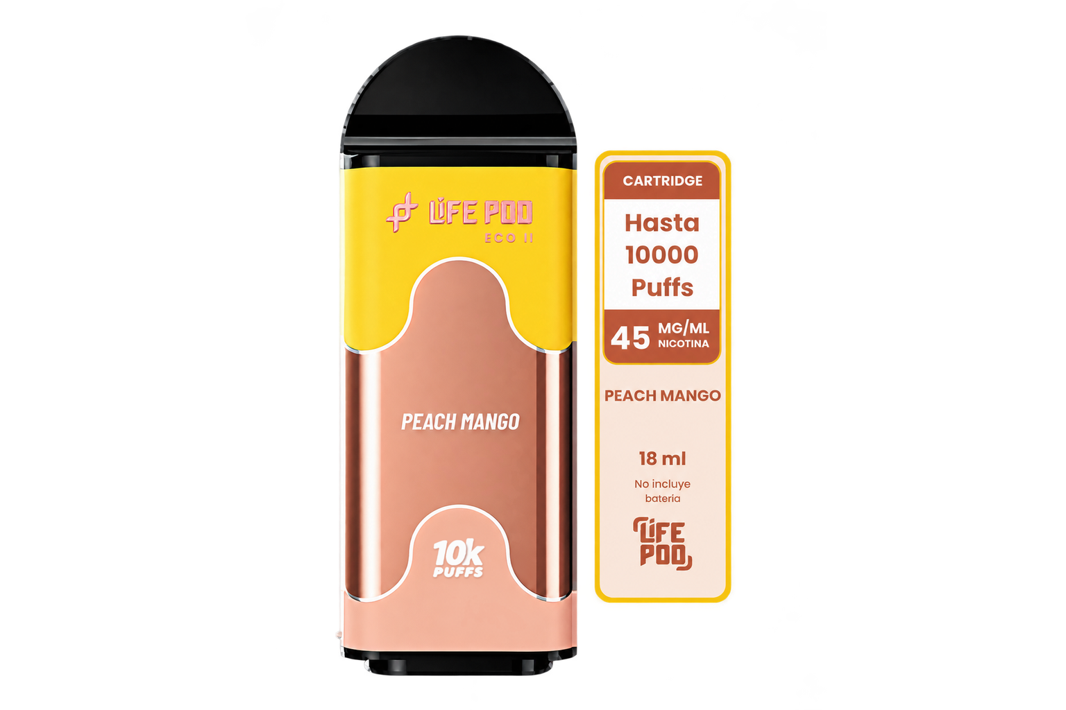 Life Pod Eco II Cartucho Peach Mango 10000 Puffs (5 Unidades)