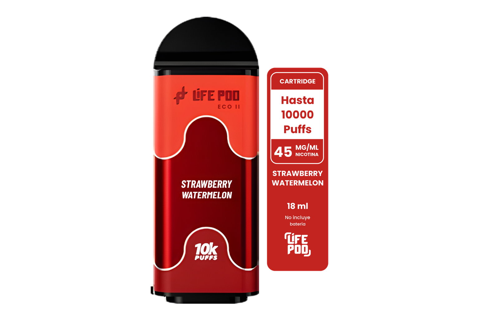 Life Pod Eco II Cartucho Strawberry Watermelon Ice 10000 Puffs (5 Unidades)