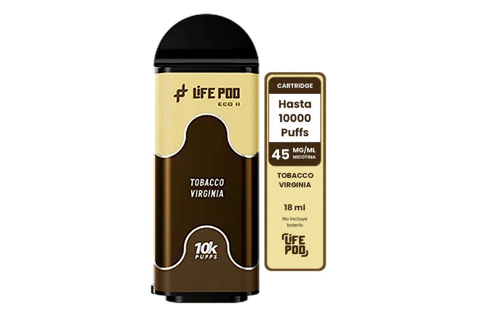 Life Pod Eco II Cartucho Tobacco Virginia 10000 Puffs (5 Unidades)