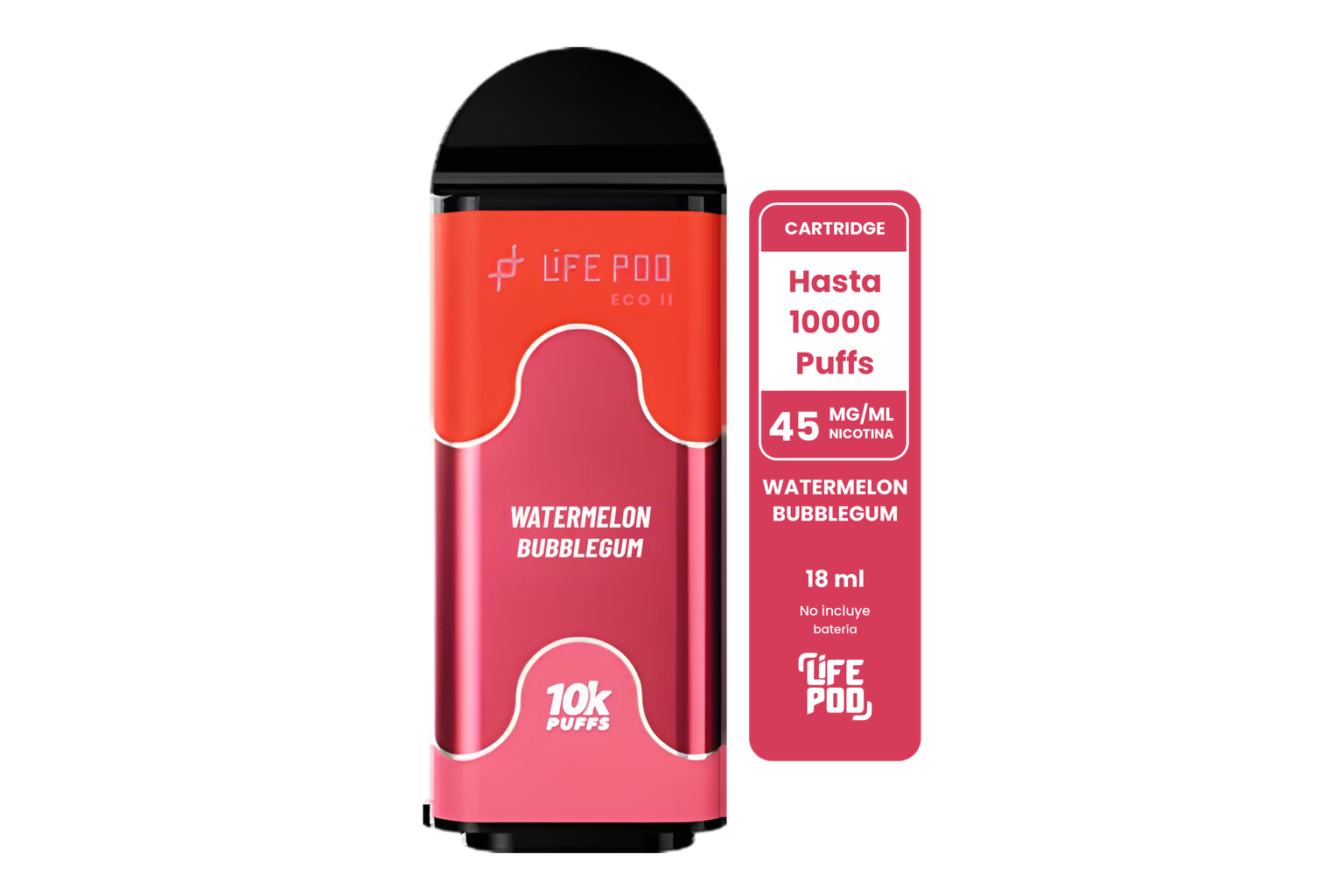 Life Pod Eco II Cartucho Watermelon Bubblegum 10000 Puffs (5 Unidades)