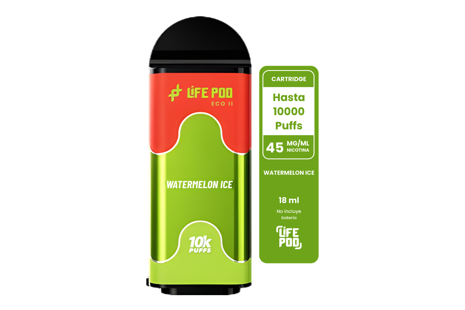 Life Pod Eco II Cartucho Watermelon Ice 10000 Puffs (5 Unidades)