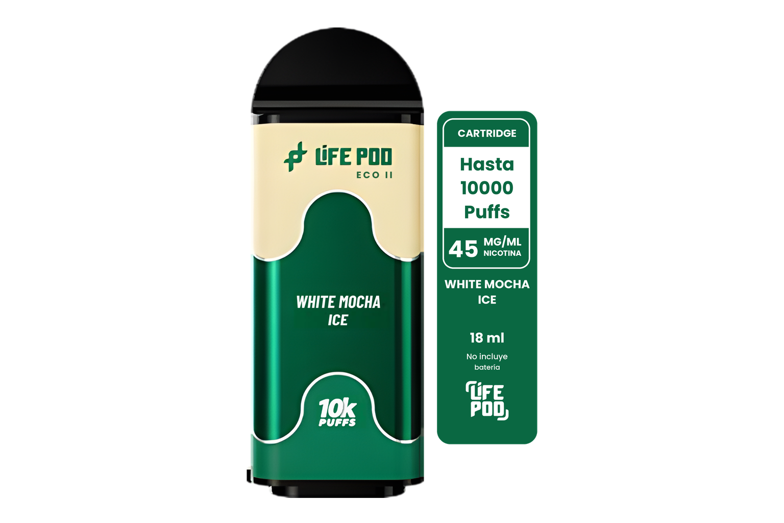 Life Pod Eco II Cartucho White Mocha Ice 10000 Puffs (5 Unidades)