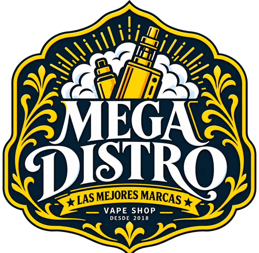 Logo Megadistro - Distribuidor mayorista de vapes en Chile, desde 2018
